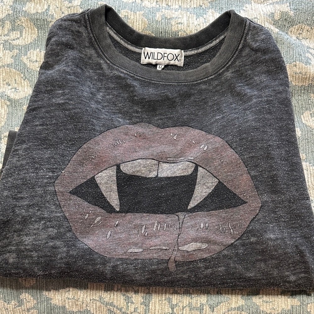 Wildfox Charcoal Vampire Lips Graphic sweatshirt